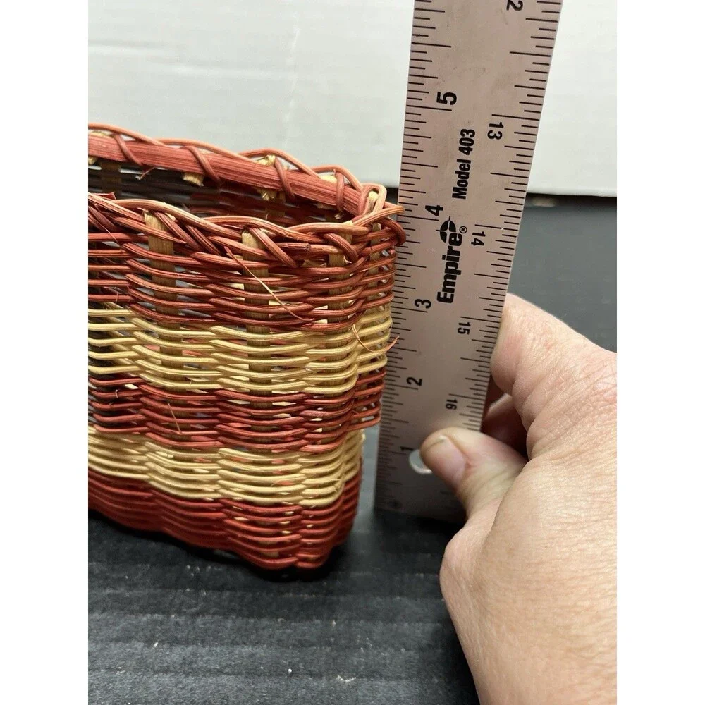 Vtg Patriotic Americana Woven Nesting Basket USA Flag Rustic Country Home Decor
